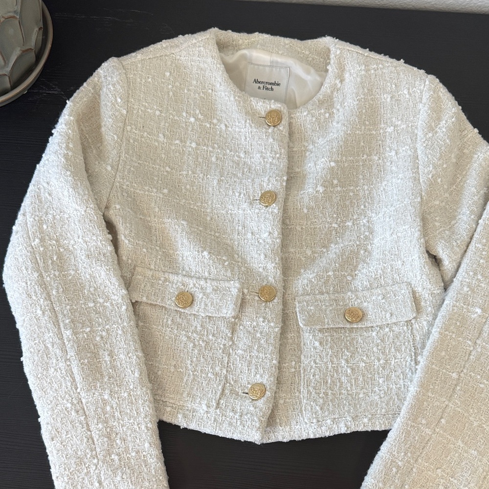 Abercrombie & Fitch Cream Textured Jacket